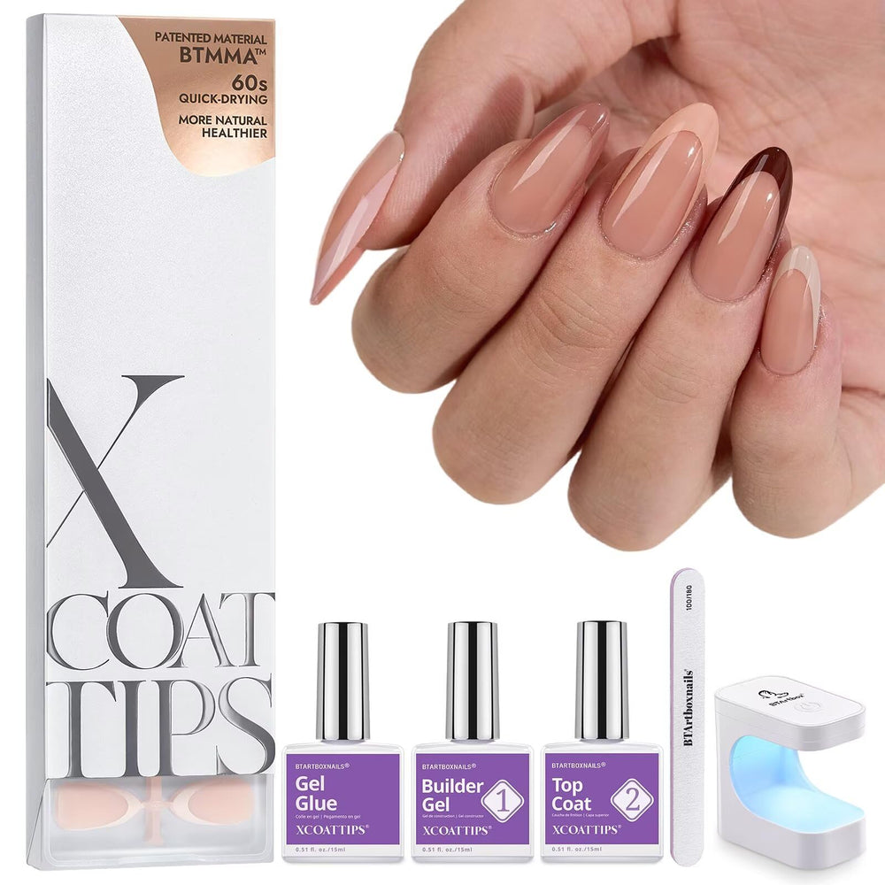 BTArtboxnails XCOATTIPS: uñas francesas almendra para manicuras caseras