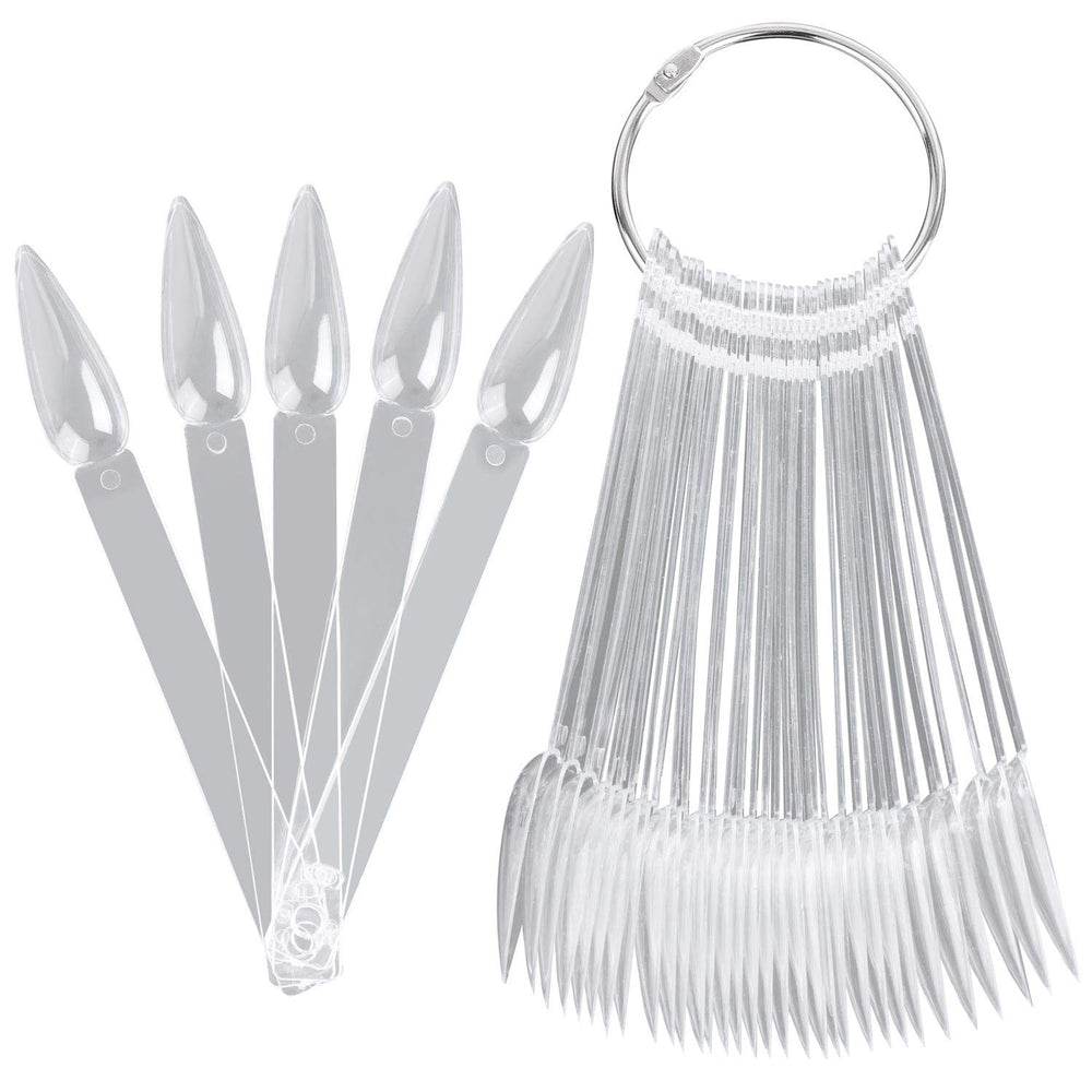 BTYMS palitos de muestra para uñas, estileto, con anillo metálico para exhibir colores.