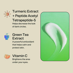 Bubble Skincare Morning Rays being tapped under-eye for targeting puffiness.
