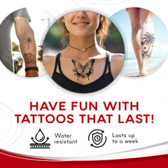 BubblePop! tatuajes resistentes al agua con colores vivos.
