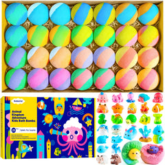 BubbleTail bomba de baño con sorpresa de animales terrestres y marinos para juego imaginativo.