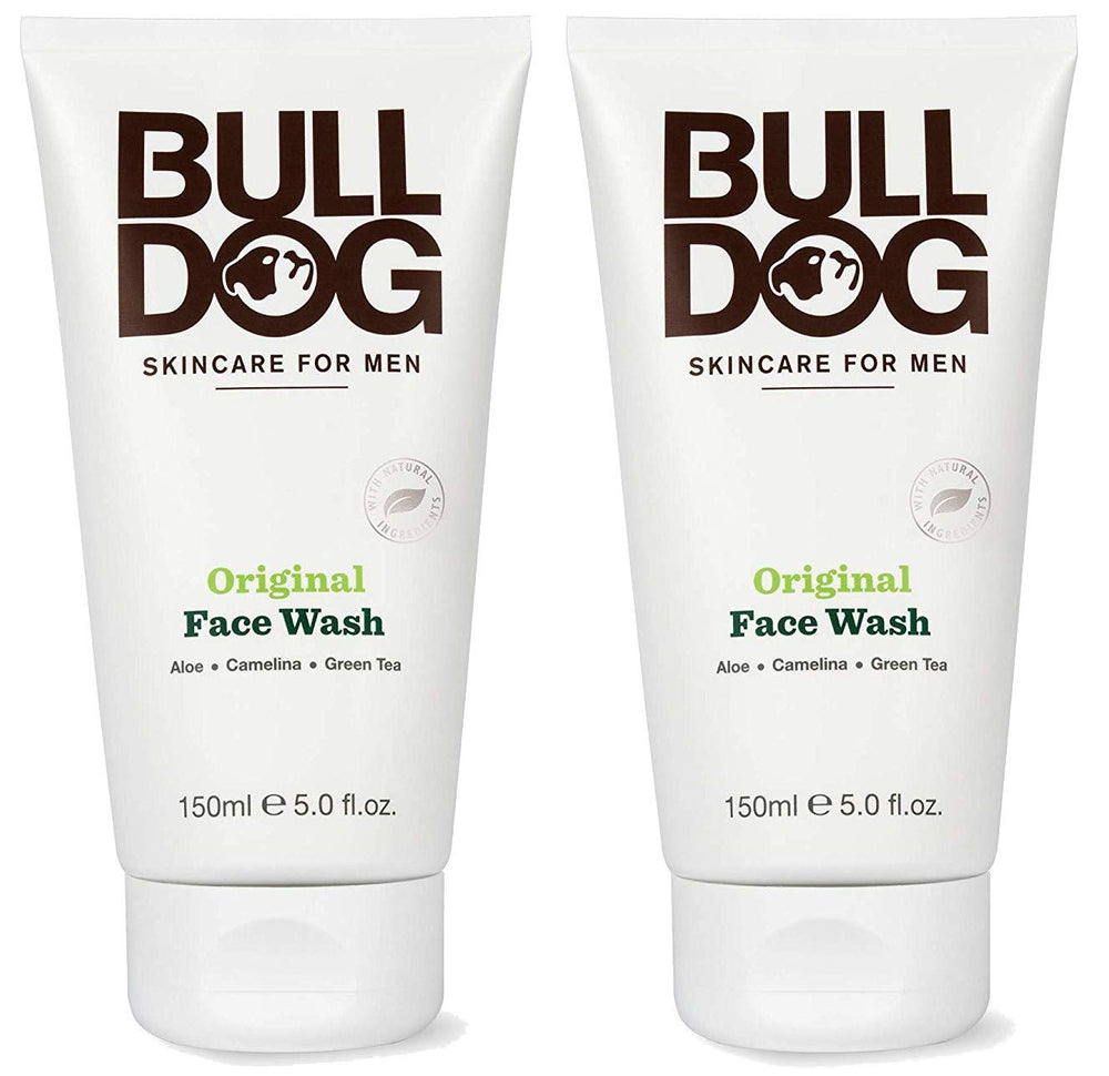 Bulldog limpiador facial original para hombres en botella doble, limpieza suave y fresca diaria