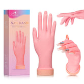 Mano de práctica Buqikma vista frontal, ideal para entrenamiento de diseño de uñas.