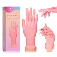 Mano de práctica Buqikma vista frontal, ideal para entrenamiento de diseño de uñas.