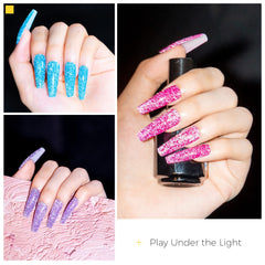 Burano esmalte glitter reflectante azul, efecto espejo para celebraciones nocturnas.