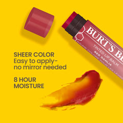 Textura suave de Burt's Bees bálsamo labial tintado Red Dahlia para color sutil.