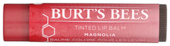 Burts Bees bálsamo labial tintado Magnolia, color natural y hidratación ligera para el día.