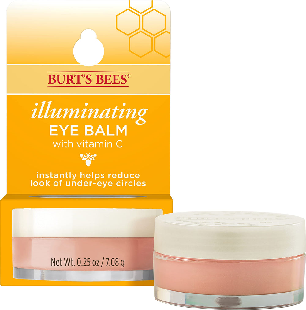 Burt's Bees bálsamo para ojos iluminador en frasco, ilumina la mirada y nutre la piel.