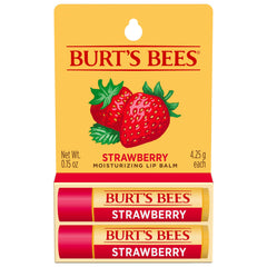 Burts Bees Labial fresa, dos tubos 0,15 oz, hidratación diaria para labios suaves.