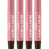 Burt's Bees Lip Shimmer Peony: vista frontal del set con brillo rosado suave para labios.