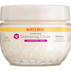 Burts Bees Renewal fragrance-free face cream tub displaying hydrating texture