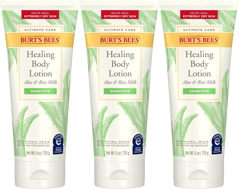 Burt's Bees Ultimate Care Healing Lotion bottle highlighting intense moisture for dry skin