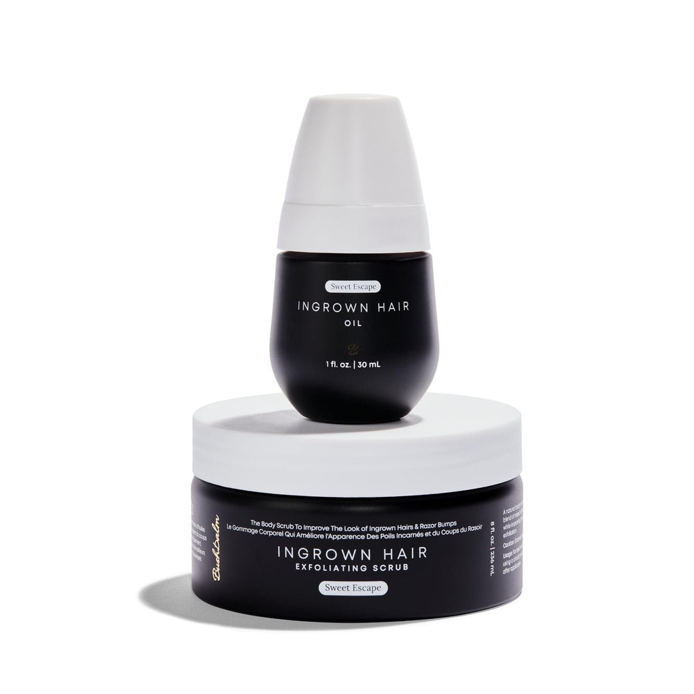 Bushbalm aceite para pelos encarnados en botella, hidrata y calma la piel.