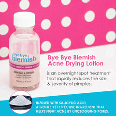 Bye Bye Blemish flacon sans fuite, pratique pour la routine quotidienne.
