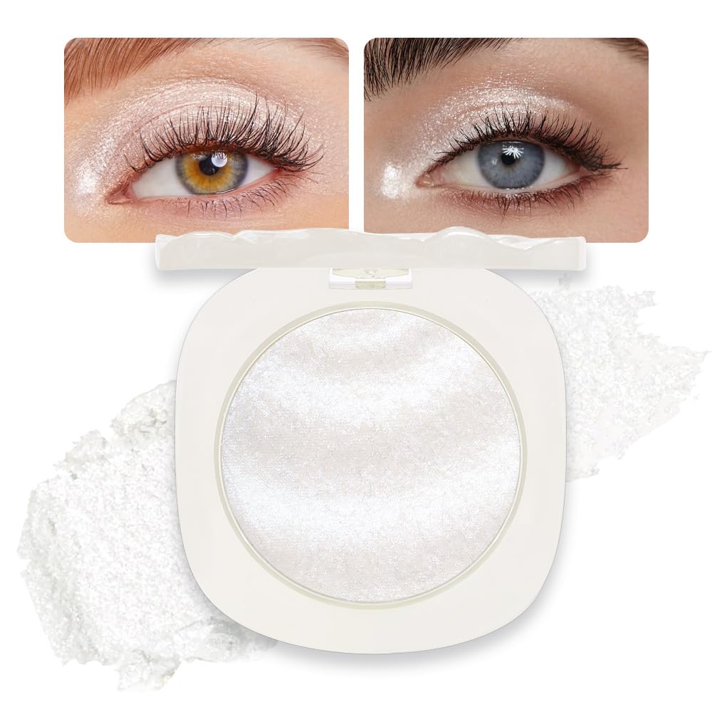CAKAILA paleta sombras perla blanca brillos, look luminoso para el día.