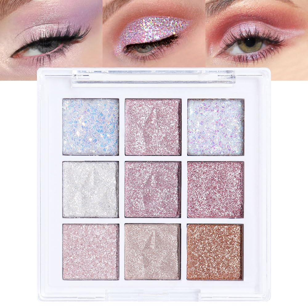 CAKAILA paleta de sombras rosa-blanco-púrpura con brillo para looks vibrantes