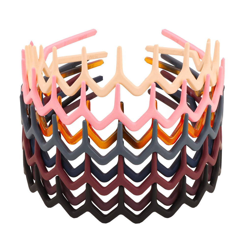 Canitor diademas zigzag 8 piezas, colores vivos para todo el día.
