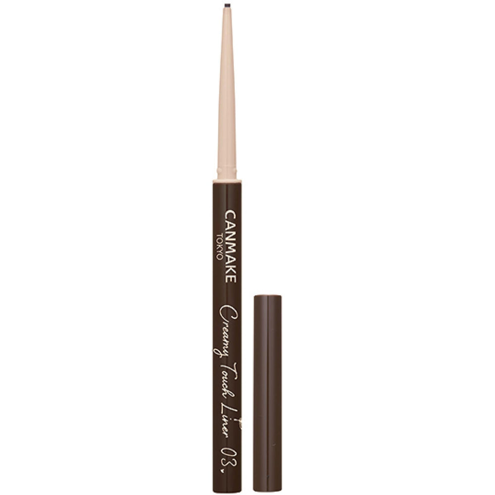 CANMAKE Creamy Touch Liner 03 Dark Brown, delineado suave y preciso.