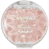 CANMAKE Munyutto iluminador polvo compacto cuarzo rosado para brillo natural.