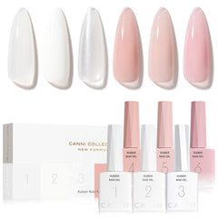 CANNI Base Gel Blanco Lechoso, base suave para fortalecer uñas naturales y preparar manicura francesa.