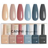 CANNI botellas gel marrón claro, tono cálido para uñas naturales.