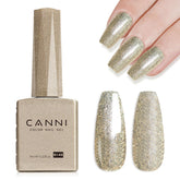 CANNI Champagne Gold Glitter Gel Polish 9ml – botella con brillo champán para uñas duraderas