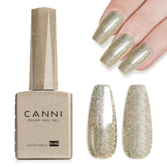 CANNI Champagne Gold Glitter Gel Polish 9ml – botella con brillo champán para uñas duraderas