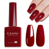 CANNI esmalte gel rojo profundo en bote, acabado duradero para uñas.
