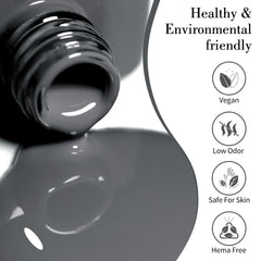 Esmalte gel gris CANNI, pincel aplicando sobre uñas para un look suave.