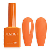 Esmalte gel naranja CANNI en botella brillante, listo para realzar un look luminoso.