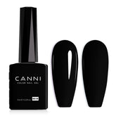 CANNI esmalte gel negro, botella clara para ver el color con precisión.