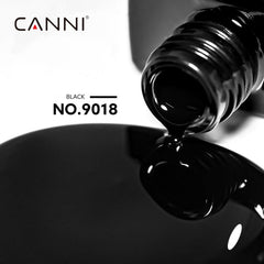 CANNI esmalte gel negro, primer plano con brillo intenso para uñas.