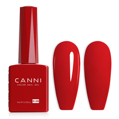 Esmalte gel CANNI rojo vivo en botella para color preciso.