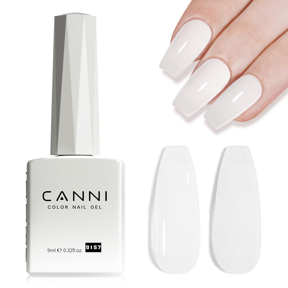 CANNI Milky White Jelly Gel Polish, botella con acabado translúcido suave.