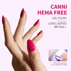 CANNI rosa neón gel: brillo alto que realza el acabado en cada uña.