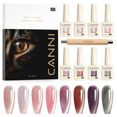 CANNI set de gel ojo gato magnético para uñas con acabado brillante.