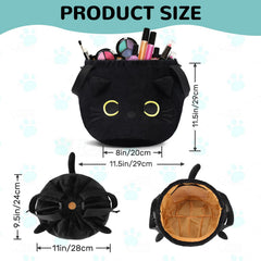 Cantustime neceser con diseño gato en negro, perfecto para organizar cosméticos diarios.