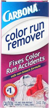 Carbona Color Run Remover frente al envase, ideal para tratar manchas de transferencia de color