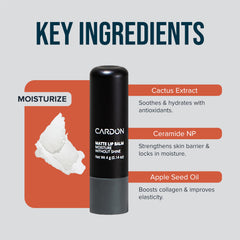 Cardon balsamo labial con hidratación prolongada gracias a ceramida NP y cactus.