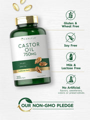 Carlyle Aceite de Ricino 750 mg, envase con información de producto clara