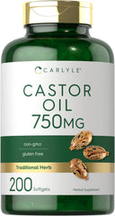 Carlyle Aceite de Ricino 750 mg, cápsulas suaves fáciles de tragar para uso diario