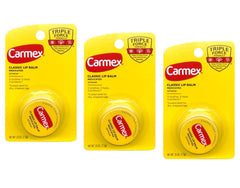 Carmex Balsamo labial clásico medicado, enfoque paquete de 3 para uso diario.