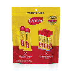 Bálsamo labial Carmex clásico en tubo, hidrata labios secos para uso diario.