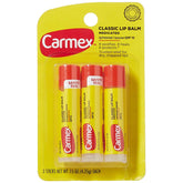 Carmex bálsamo labial original con tres barras, hidratación rápida y protección diaria.