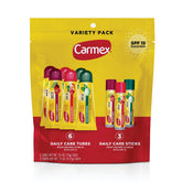 Carmex pack diario de bálsamos labiales para hidratación y protección.