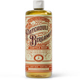 Jabón Carolina Castile Patchouli Bergamot, botella para uso diario con aroma duradero.