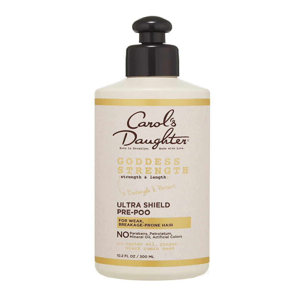 Carol's Daughter Goddess Strength Ultra Shield Pre Poo en botella crema protege rizos.