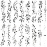 Casciybo tatuajes temporales de flores, ramo negro, ideal para looks femeninos y festividades.