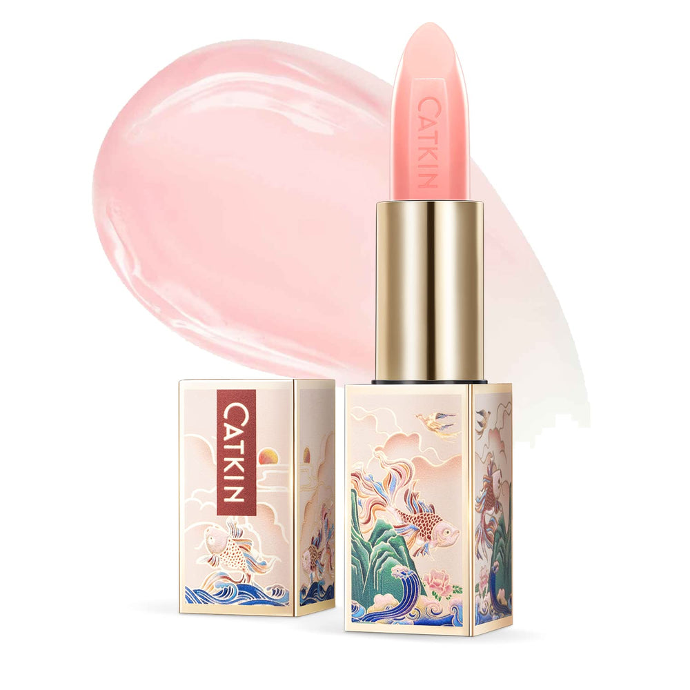 Catkin Balsamo labios color-cambio con tono rosa natural y brillo suave.