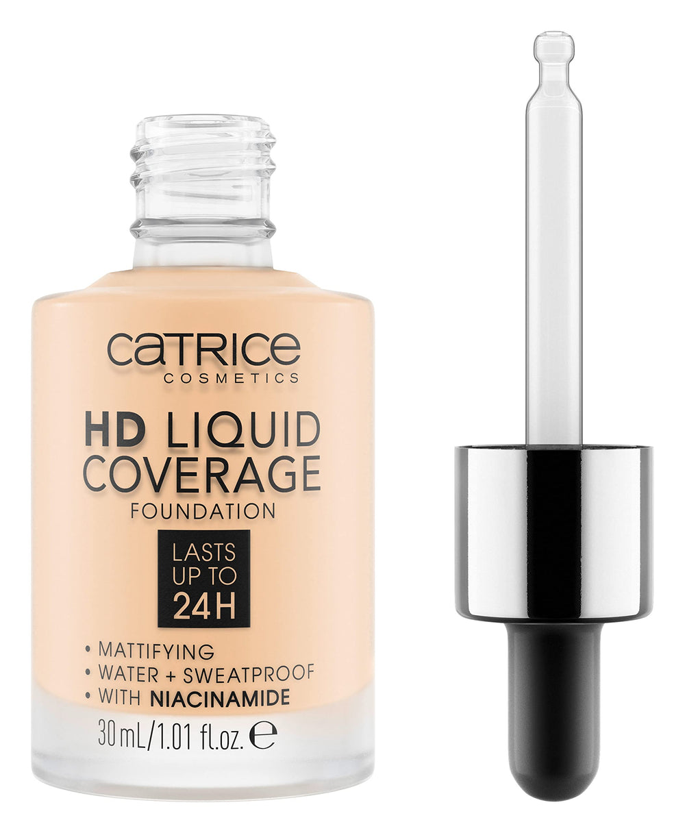 Base Catrice HD líquida en porcelana-beige para un tono unificado